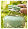 Chinese Embossed Celadon Tea Canister for Longjing, Maojian, Biluochun, Gyokuro, Zhuyeqing - Empty Tea Packaging Box