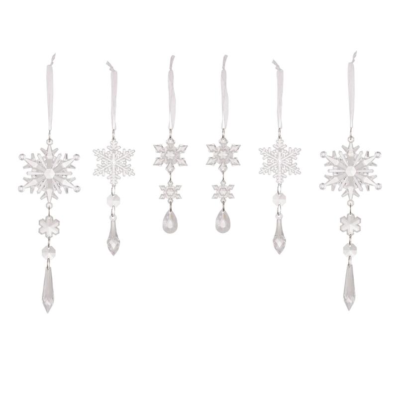

Set Of 6 Snowflakes Hanging Charm Acrylic Christmas Tree and Window Decoration Stylish Indoor and Outdoor Adornment 1