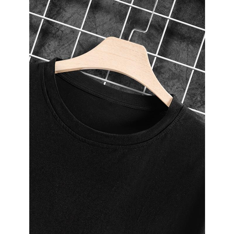 Camiseta casual de manga corta para hombre con estampado de letras y cuello redondo, Camiseta de verano para deportes al aire libre