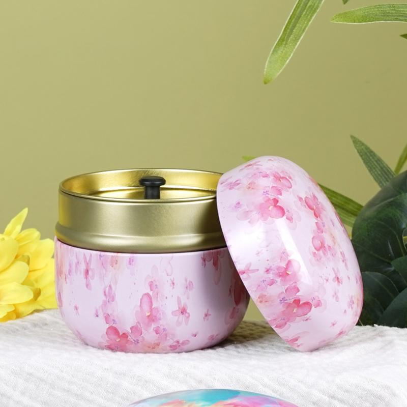Tea Caddy Tea Box Containers Candle Cans Coffee Candy Snacks Sealed Iron Jars Floral Pattern Small Portable Storage Boxes