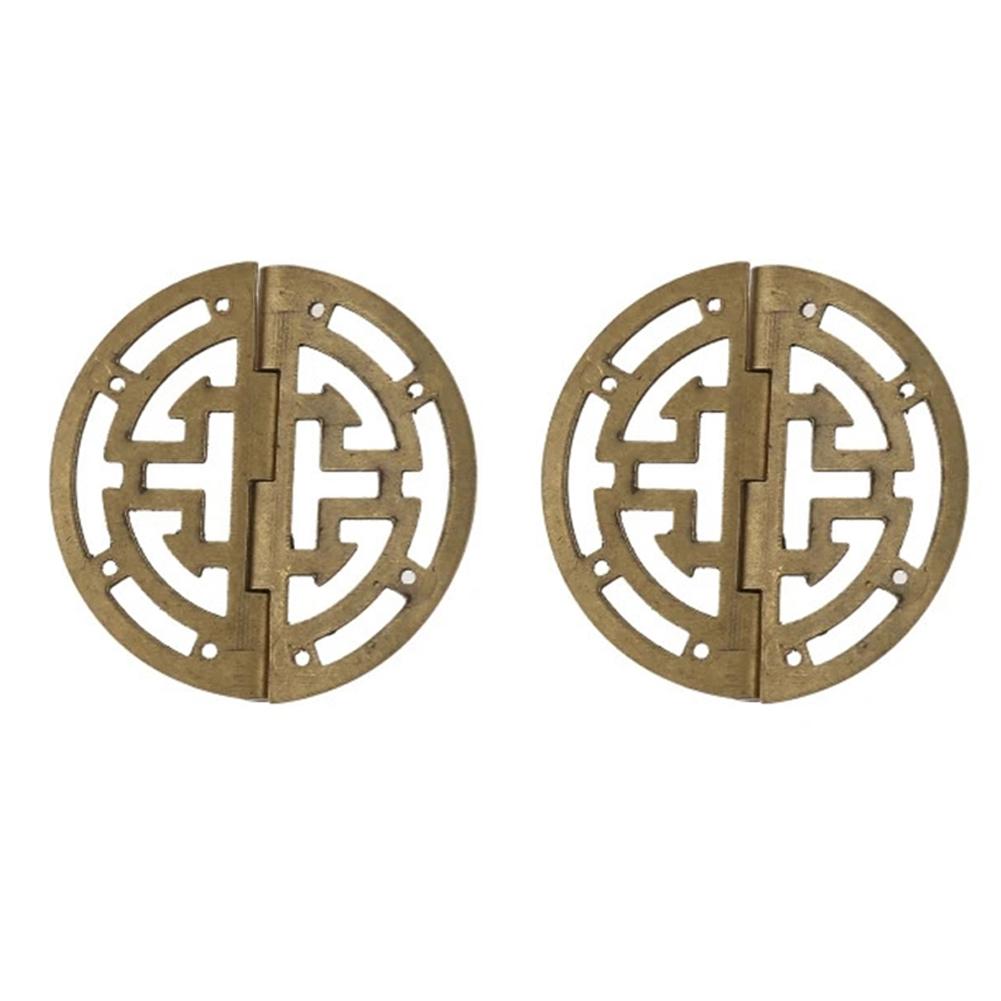 

2 шт. Винтажные круглые латунные петли для шкатулок для драгоценностей и шкафов, античный стиль, полый дизайн для улучшения домашнего декора CHINA