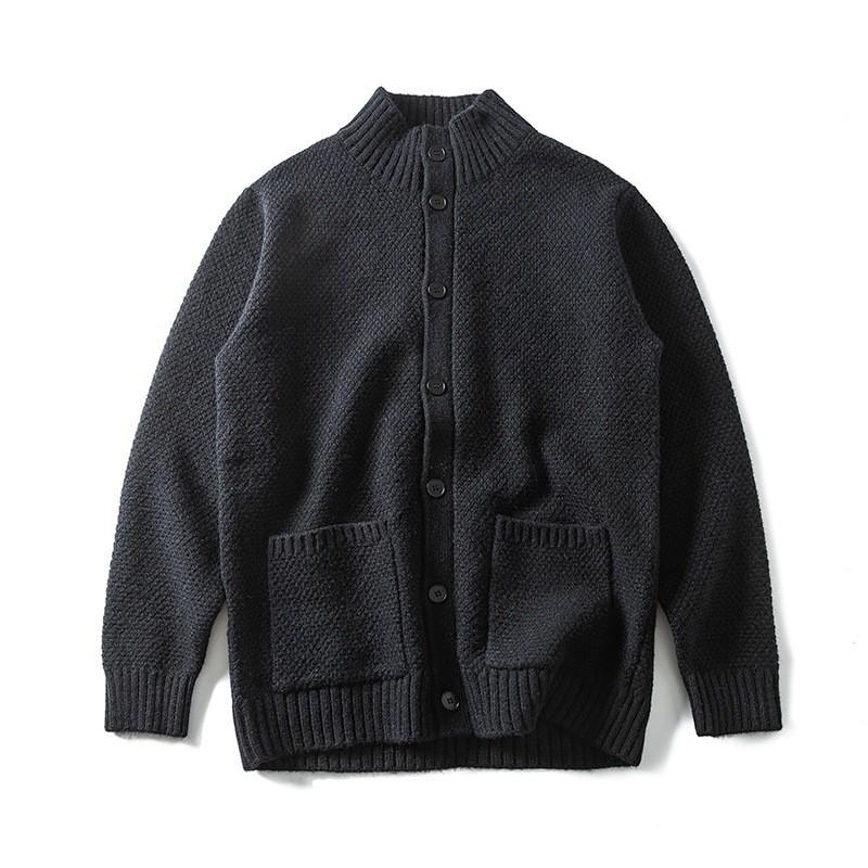 Unisex Oversized Ribbed Hem Knit Cardigan With Stand Collar Pineapple Casual Sweater Fall