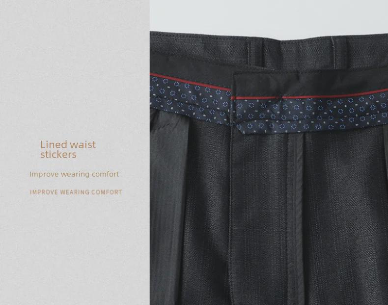 High-End Striped High Waist Casual Trousers for Middle-Aged Men