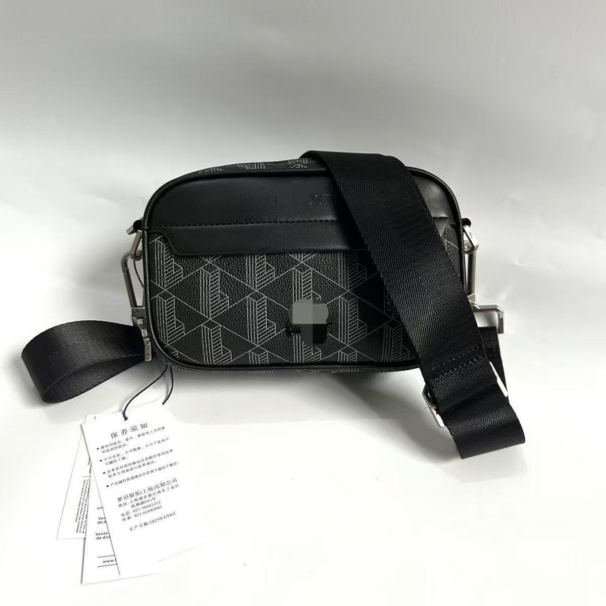 

Men s Casual Plaid Leather Crossbody Bag чорний