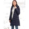 Women Autumn Winter Hooded Padded Warm Solid Color Medium Long Cotton Coat