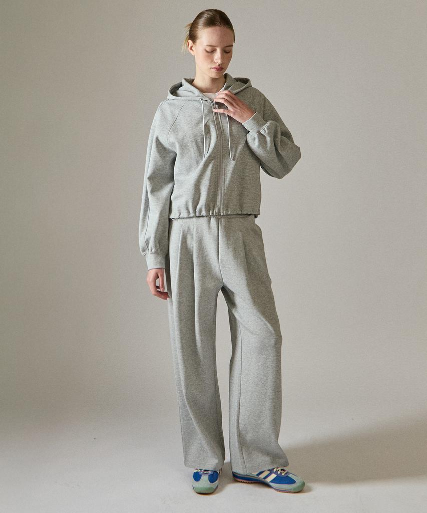 BASIC HOUSE Women'S Double-Sided Two-Pleated Wide Sweatpants Melange Grey Lzpt0211