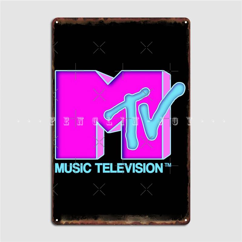 DORA Tin Sign Mtv Neon s Design Metal Sign Wall Cave Bar Cave Customize Plates Tin Sign Poster 20x30cm(7.8x11.8inch)