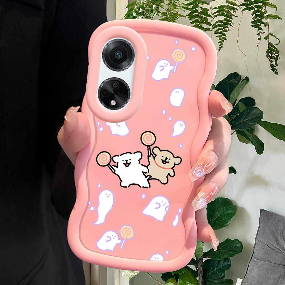 

Окрашенный узор Big Wave Edge Мягкий силиконовый материал Macaron чехол для телефона противоударный защитный резиновый чехол для OPPO Reno Realme Realme C11 2021 розовый