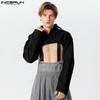 INCERUN Menn Lapel Collar Langermet Fleece Crop Topper Kåper
