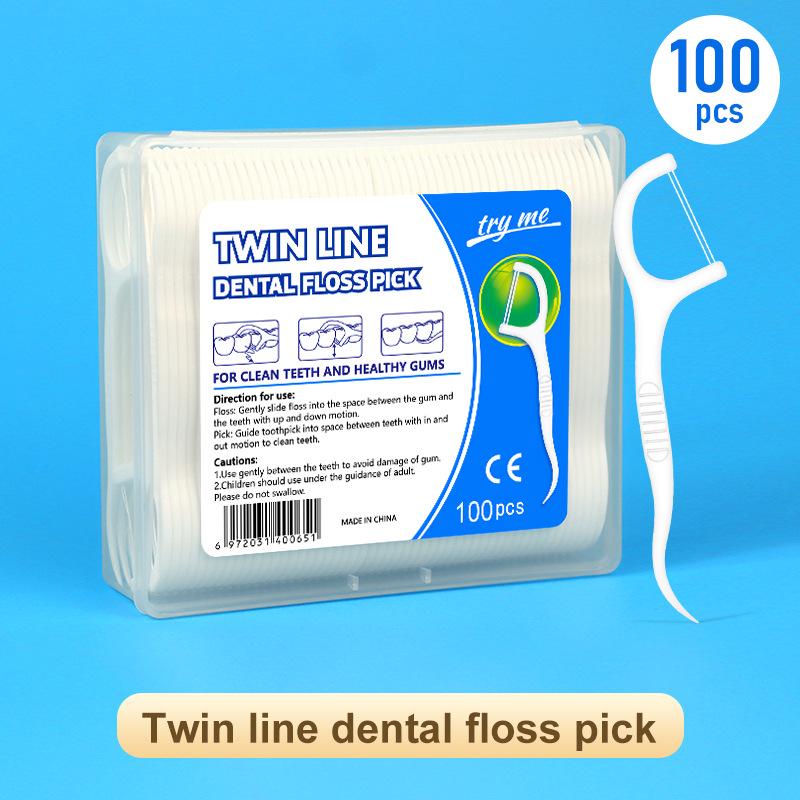 Toothpick Ultra-Fine Double-Line Disposable Floss Sticks, Food-Grade Toothpicks