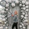 1set Silver Theme Balloon Set, Birthday Party, Wedding, Anniversary, New Year Party, Photo Props Decoration Supplies