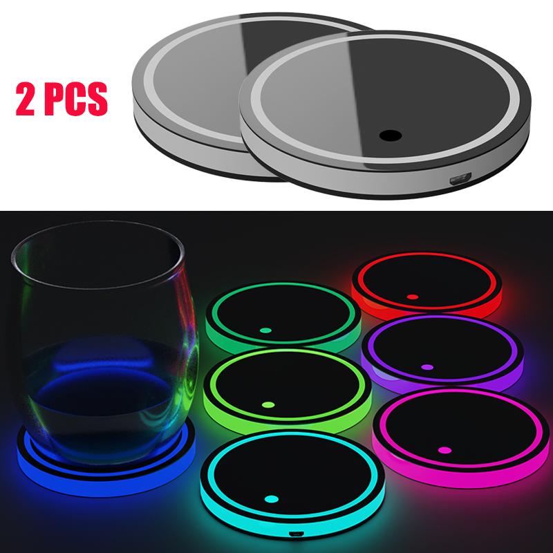 Coussinet De Tasse D'eau Lumineux LED Pour Voiture, Colored Cup Holder, Smart and Luminous Cup Mats, Car Interior Lighting