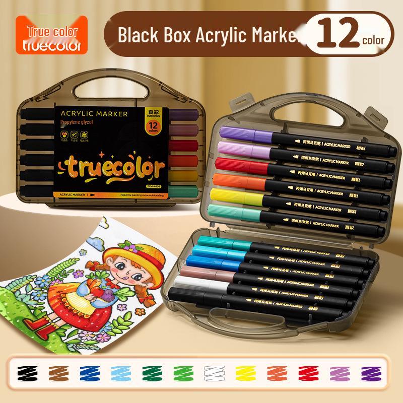 

True Color Square Marker: Watercolor Pen & Acrylic Crayon Set for Kids, Colorful Paintbrush