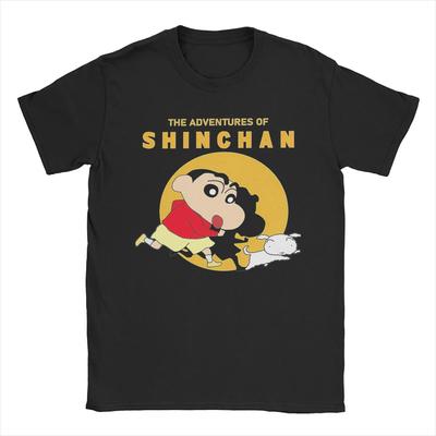 Casual Shinchan & Shiro T Shirt Men's Cotton Short Sleeve Crayons Shin-chans Round Neck Summer Clothes#Color(1)