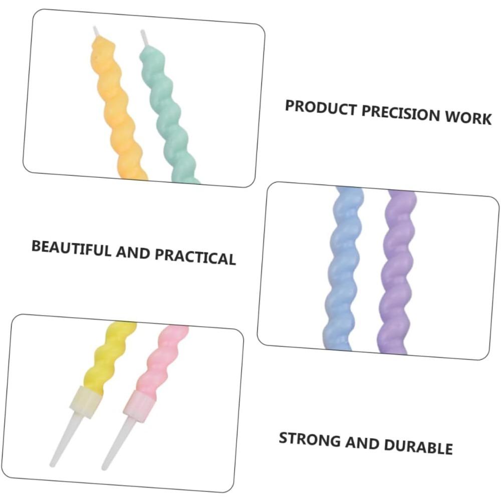 6/12pcs Threaded Candle Cake Topper Happy Birthday Candles Creative Cake Decorative Cake Candle  Color Cake Candle Plastic