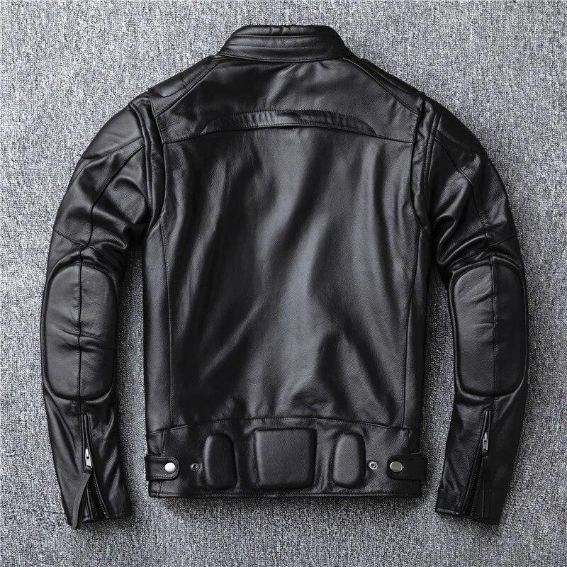 Genuine 100% Leather S for Men Real Top Layer Cowhide Man Autumn Winter Plus Size Men's Motorcycle Jacket