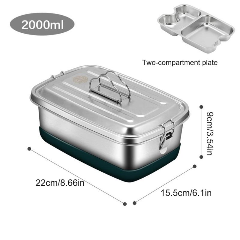 Stainless Steel Lunch Box Double Layer Bentos Box with Compartments Leak Proof Food Container for Adults and Kids