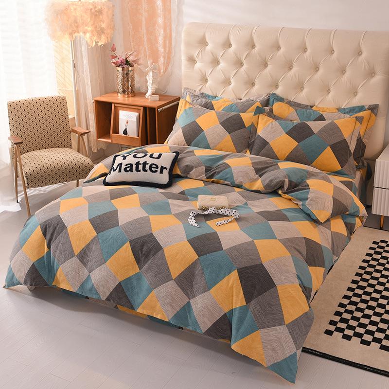 Thickened Brushed Pure Cotton Autumn/Winter Bedding Set - All-Season Universal (Four-Piece & Three-Piece Options)