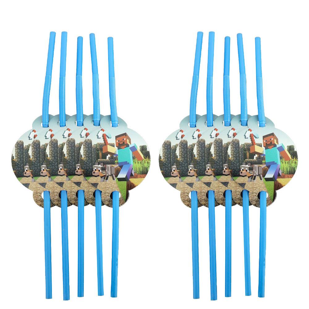 Minecraft Birthday Party Supplies Disposable Cutlery Paper Plates Paper Cups Paper Tissue Boy Decoration Children'S Fun
