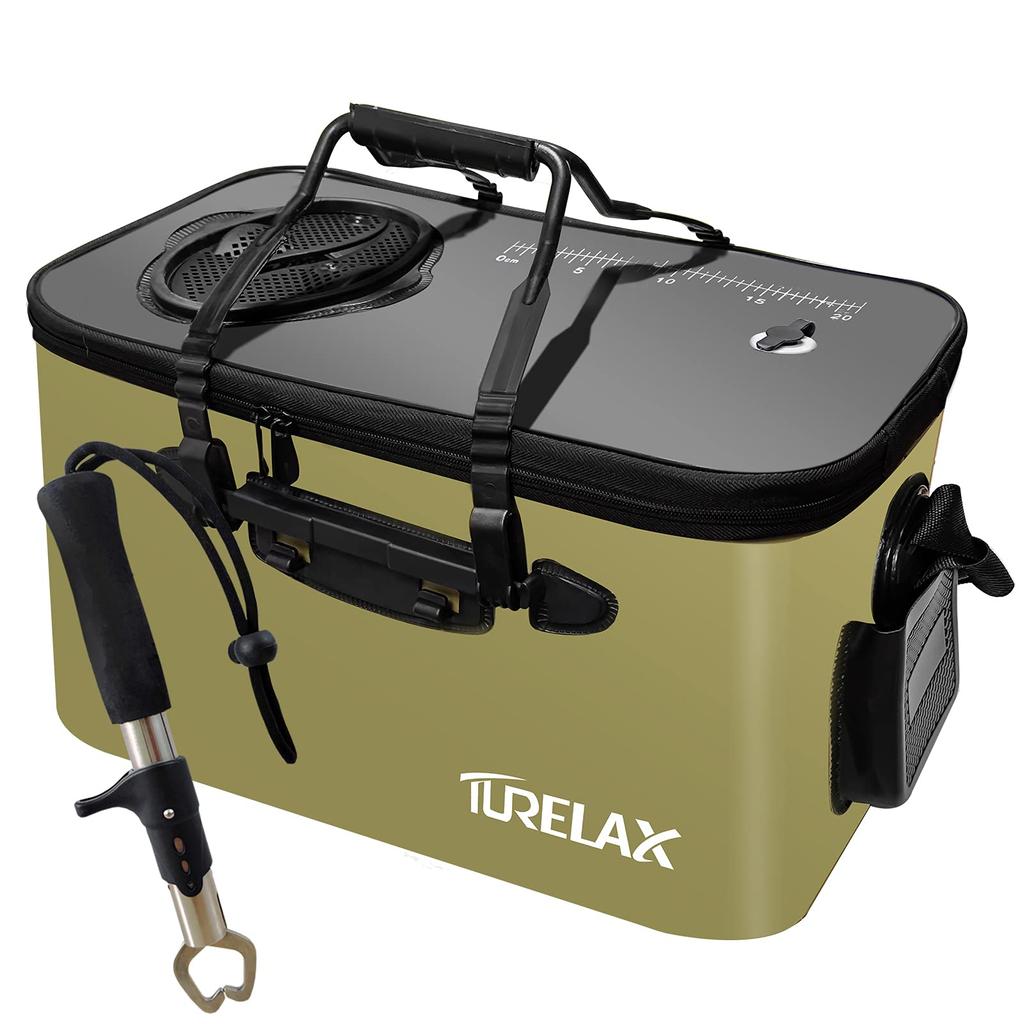 TURELAX Foldable Fishing for Collecting Live with Clear Spring and Fish for Bait and Made of EVA Material Bucket, 40cm, Fish, Cover, Cover, Grip,