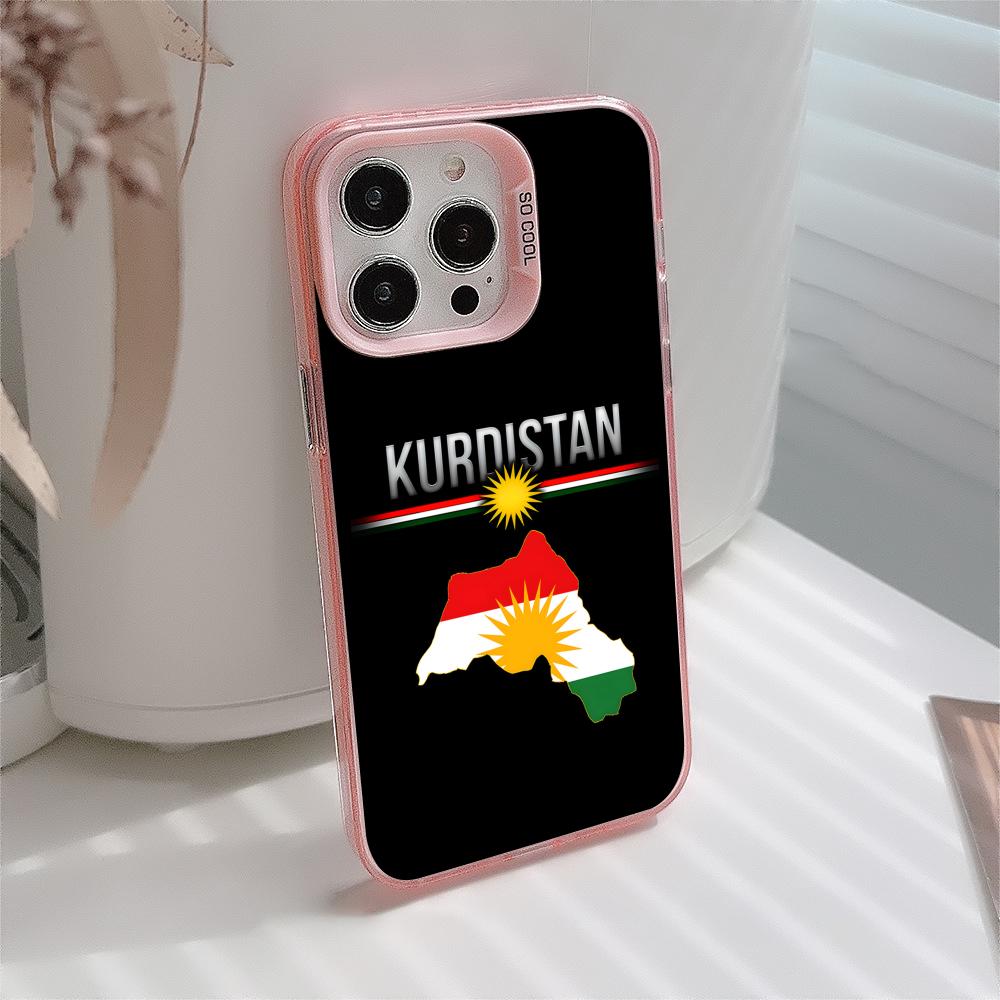 Kurdistan Flag Pink Translucent Mobile Phone Case for iPhone 17 16 15 14 13 12 11 X XR XS Air Pro Max Plus Colorful Cover