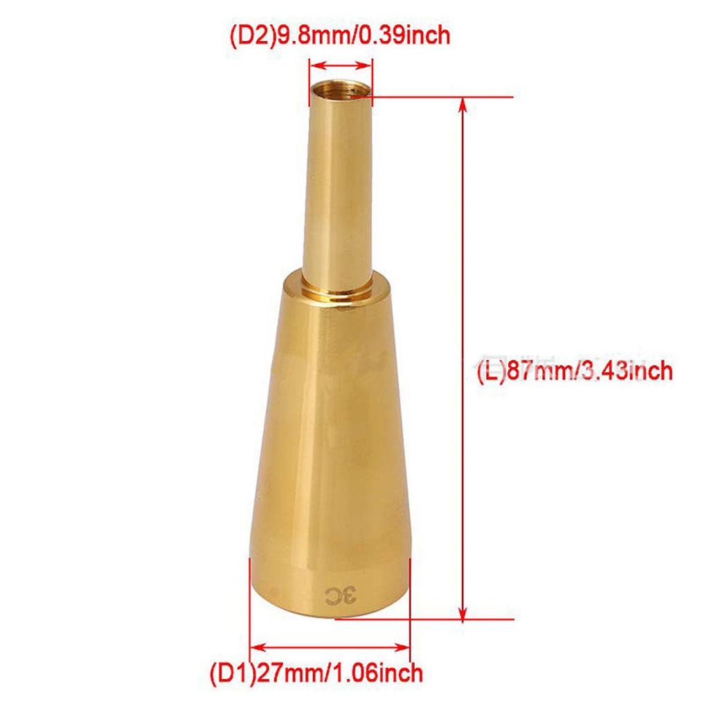 3C Goldene Trompetenmundstück Blasinstrument Zubehör Musikinstrument Teile Ersatz Hohe Qualität Ton Goldbeschichtet