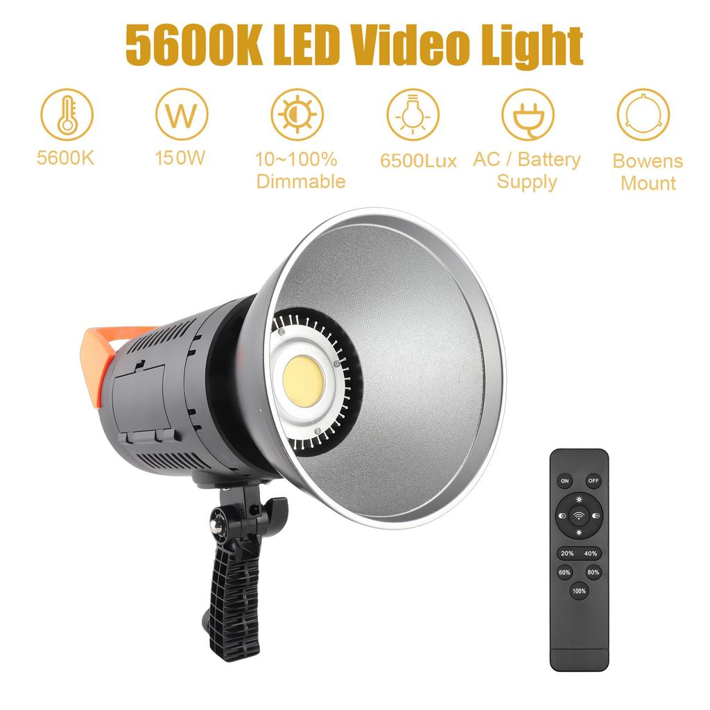 150W LED Video Light 5600K Studio Lights Dimmable Bowens Mount Continuous Light with Reflector Remote Control for