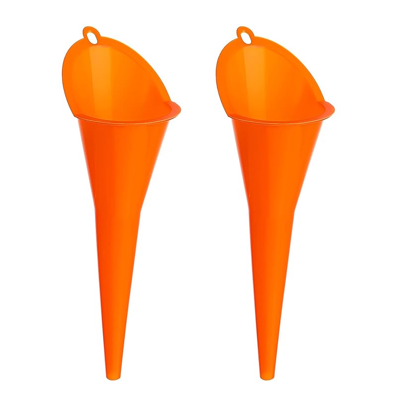 2-Pack Long Neck Multi-Purpose Spill Saver Plastic Funnel For Filling Automotive Oils, Lubricants, Engine Oils, Water, Diesel Fuel, Kerosene And