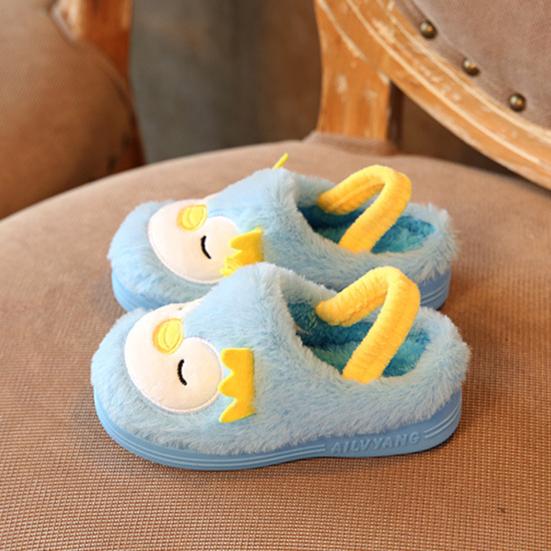 Kids Cartoon Bird Penguin Coral Velvet Soft Non Slip Slippers Home Warm Shoes
