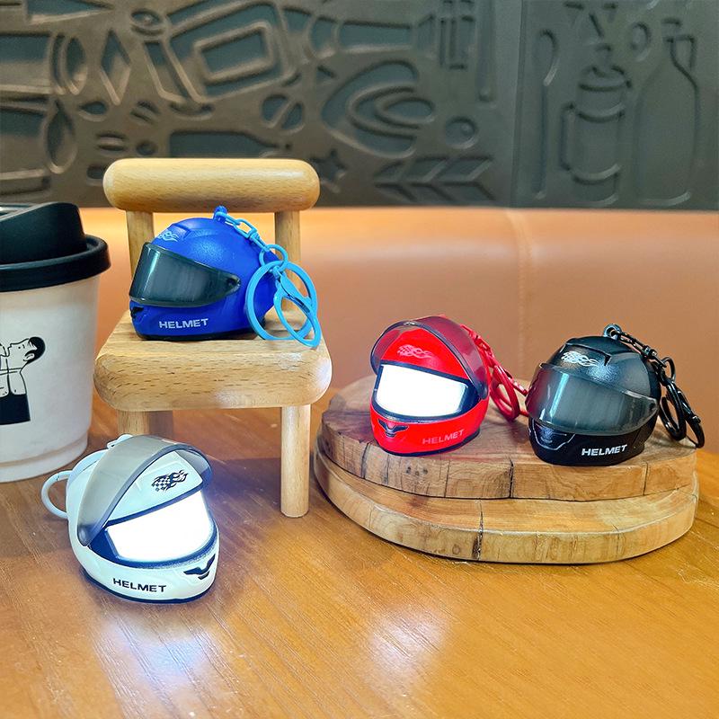 Luminous Helmet Keychain: Trendy Bag Pendant & Mini Night Light Motorcycle Gift