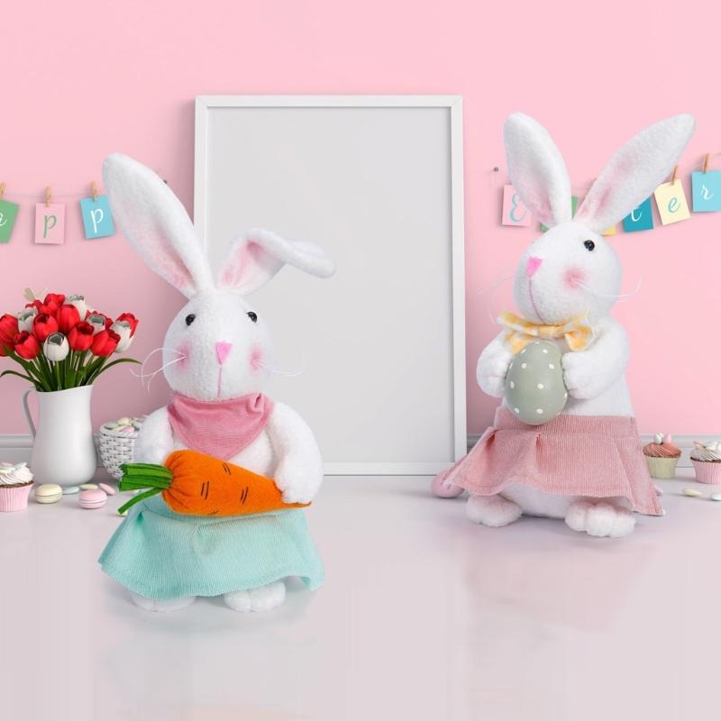 Decorazioni Coniglio Giorno di Pasqua con Uova, Bambola Gnomo Peluche Fatta a Mano Ornamento da Scrivania Regalo per Giorno di Pasqua per Bambino Adulto