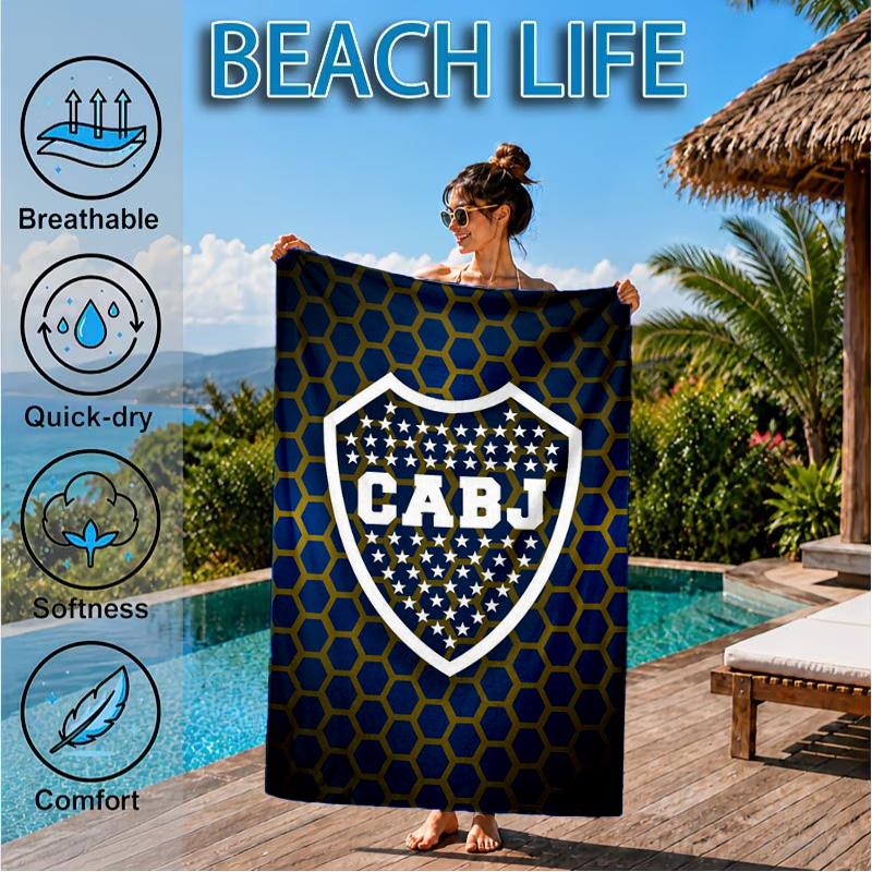 Boca Football Club Printed Microfiber Beach Towel, Soft And Absorbent, Quick-Dry, Ideal for Summer Travel, Beach Essential, Swimming Pool