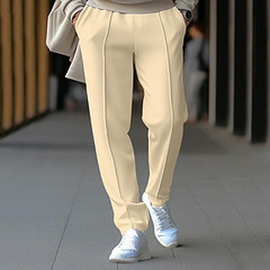 2024 Men's Waffle Casual Pants: Trendy Toothpick Stripe, Comfortable Straight-Fit for Spring & Autumn