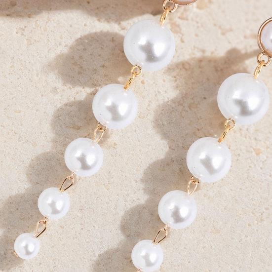 1 Pair Women Earrings, Imitation Pearls Long Earrings, French Style Long Drop Earrings, Lightweight Natural Earrings for Jewelry Gift