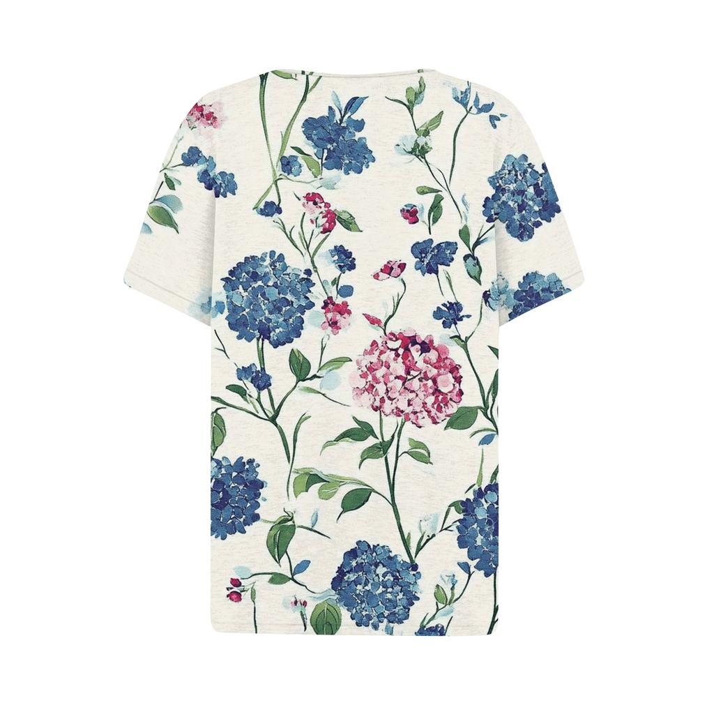 Dámské tričko s potiskem, knoflíky, krátký rukáv, denní, víkendová móda, základní V-výstřih, běžný top