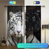 2pcs White Tiger Black Tiger Style Printed Curtain for Home Decor - Rod Pocket Window Treatment for Bedroom, Office and Kitchen