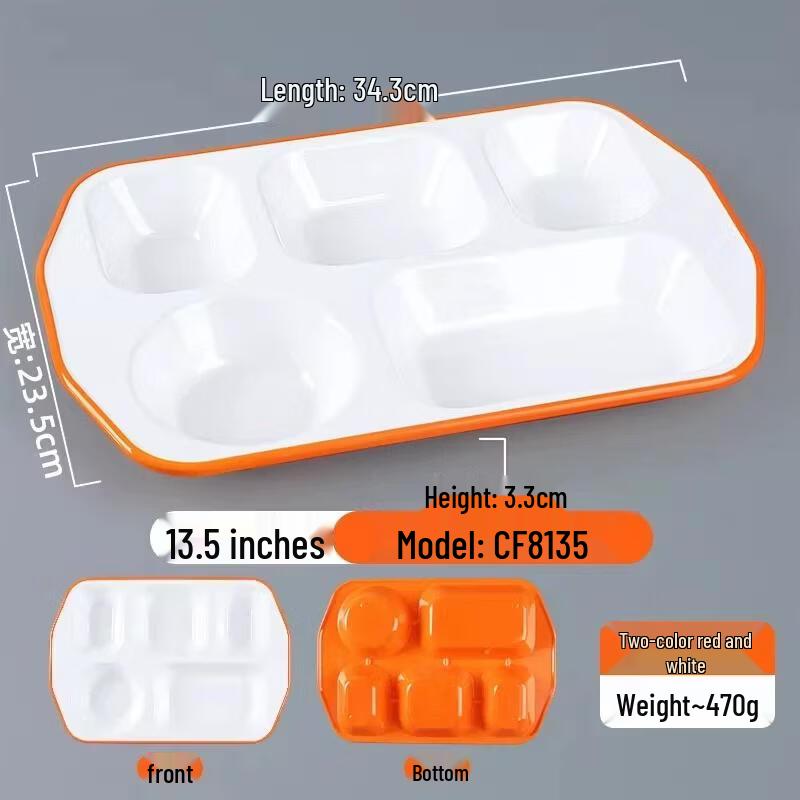 HANDUNYOU Commercial 5-Compartment Melamine Divided Plate