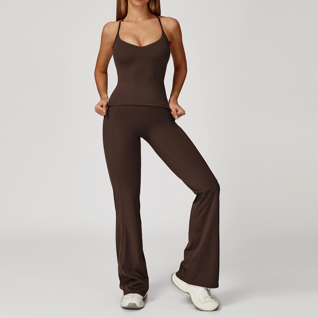 JYL Naked Fashion Yoga Set Cross Back Quick Dry Running Outfit