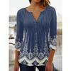 Spring and Summer Women's Blouse Fashion New Women's Floral Print V-neck Short-sleeved Pleated Buttons T-shirt