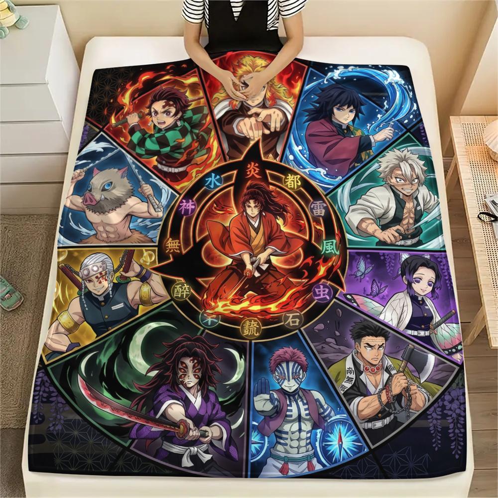 

Assemble Demon Slayer charactersPrint Flannel Blanket, High quality Comfortable for All Seasons, Home Decor, Warmth and Comfort 80cm x 120cm