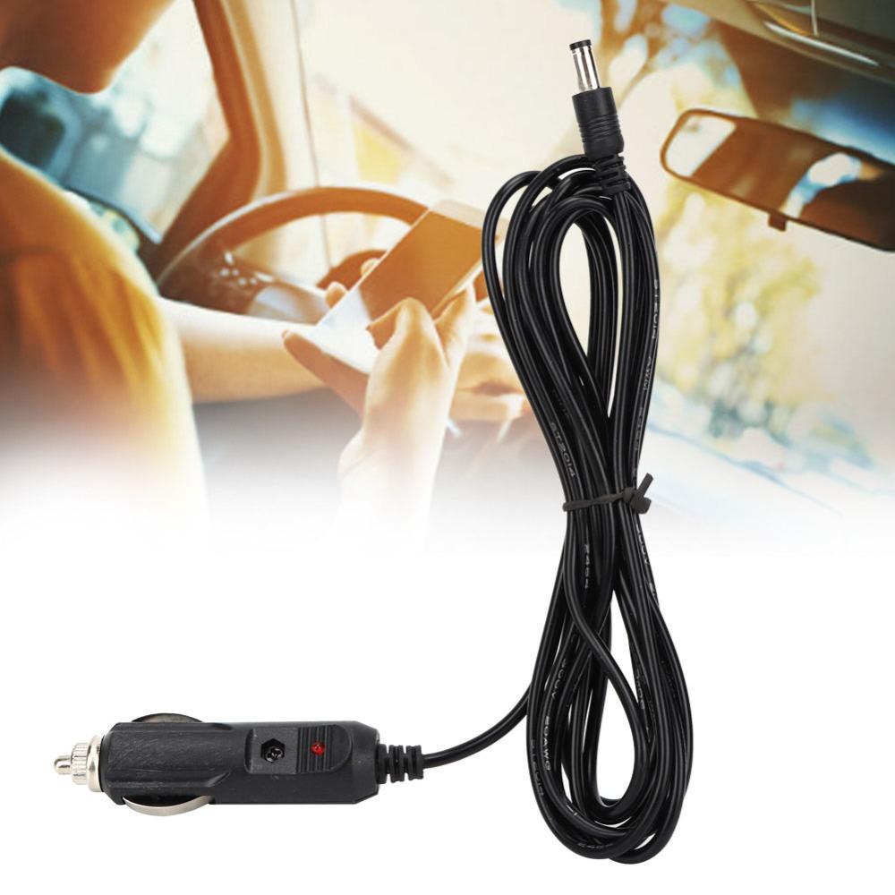 2PCS DC 5.5mm x 2.1mm Car Lighter Power Plug Indicator Light 3 Meters Length Power Supply Adapter Cable Universal Power Cord