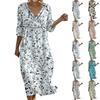Women's V-Neck Mid-Length Casual Printed Dress for Beach Summer Vacation