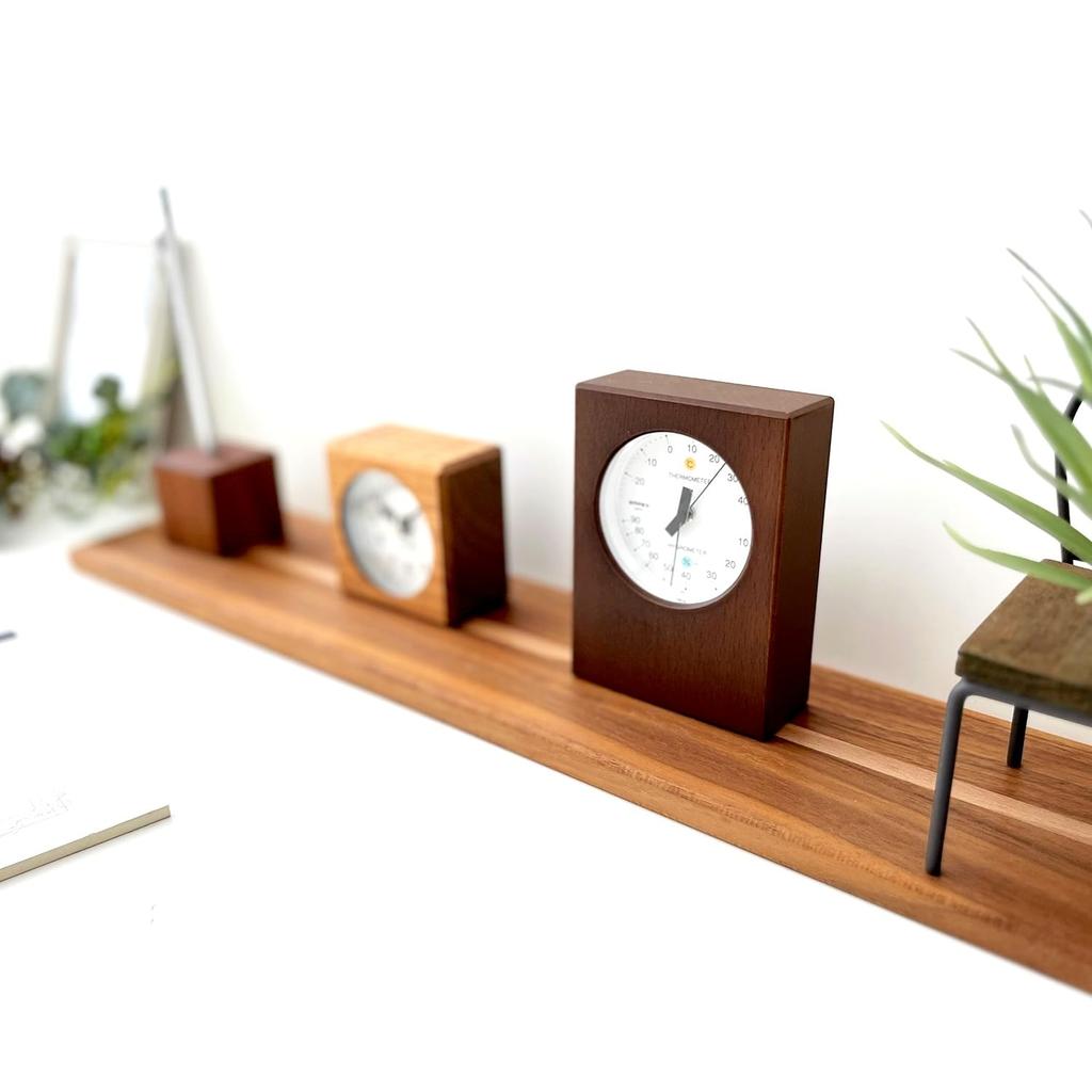 KATOMOKU Thermo-Hygrometer, Brown, km-101BR, Tabletop/Wall-Mountable, Wooden, Rectangular, 11 x 8 x 3.3 cm