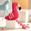 Dog Plush Toy - Flamingo Shape with Squeaker & Rope Knot, Durable Corduroy Chew Toy for Teeth Grinding