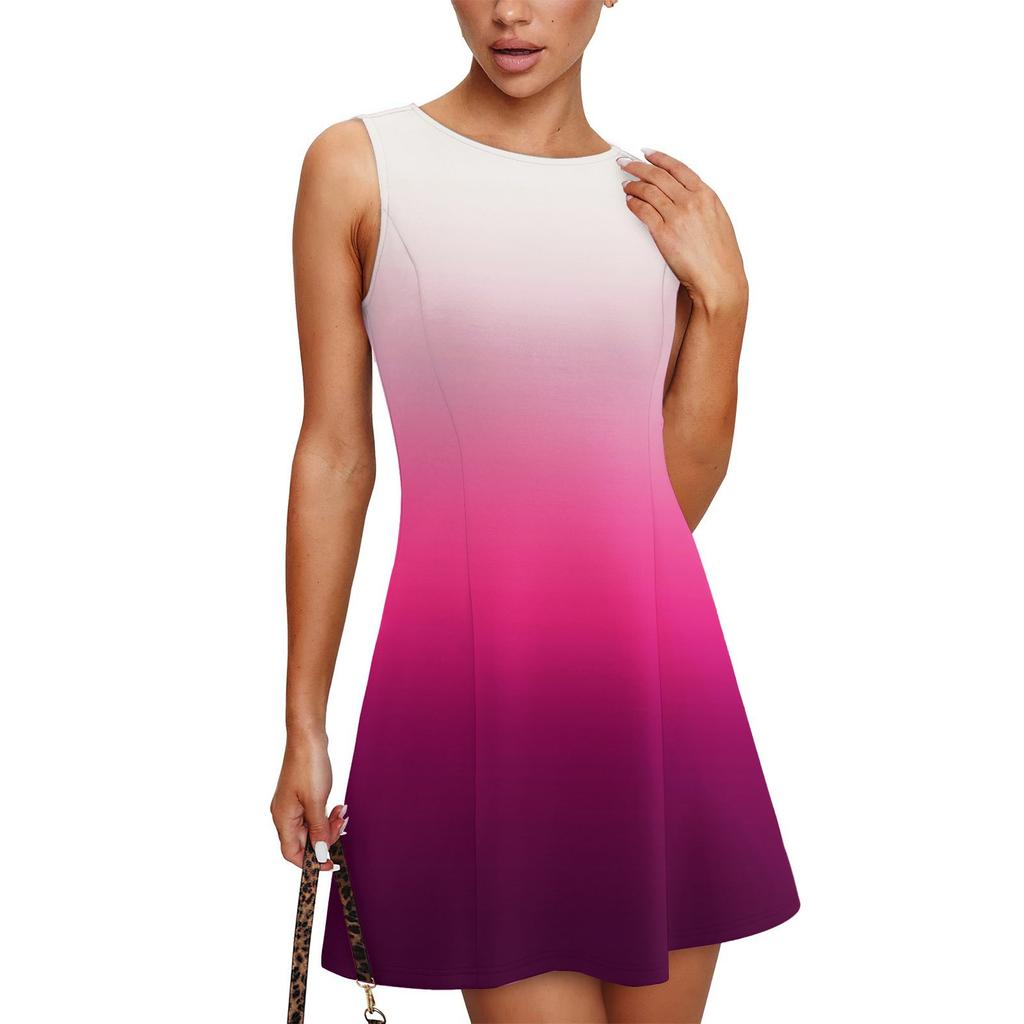 Women's Fashionable Casual Printed Sleeveless Round Neck Dress Sleeveless Round Neck Dress