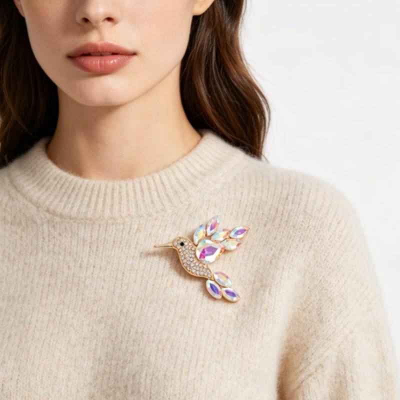 New Shiny Rhinestone Crystal Parrot Bird Brooch Vintage Animal Badge Lapel Pin Suit Coat Dress Party Jewelry Accessories Gifts