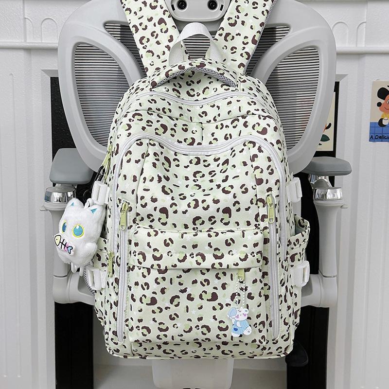 Schulrucksack Rucksack neuer Leopardenmuster Schulrucksack Amerikanischer College-Student Koreanische Version niedlich große Kapazität Nische Ins Rucksack