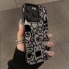Super Cool Black Graffiti Anti-fall Phone Case for iPhone 16 15 14 13 12 11 Pro Max X XS Max XR 7 8 16 Plus SE2 Matte Hard Cover