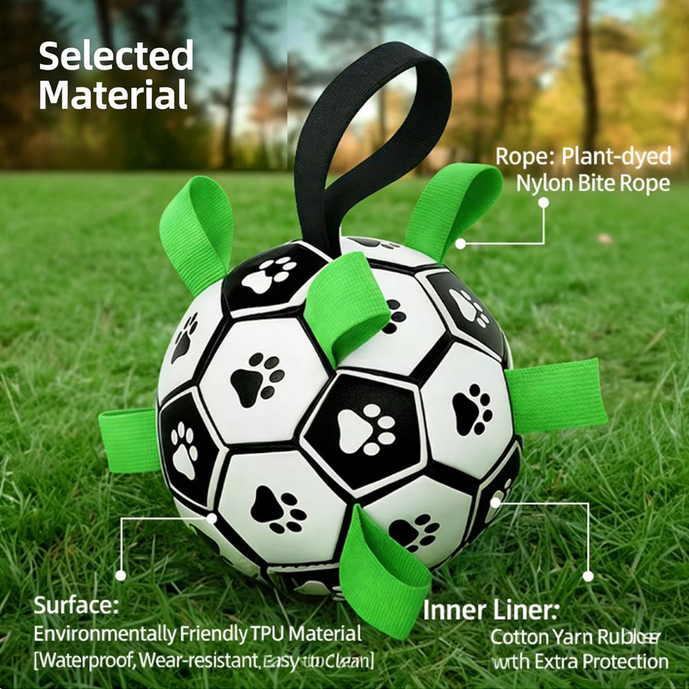 Interactive Pet Football Toys With Grab Tabs Dog Bite Chew Balls Pets Accessories Outdoor Training Soccer for Medium Large Dogs