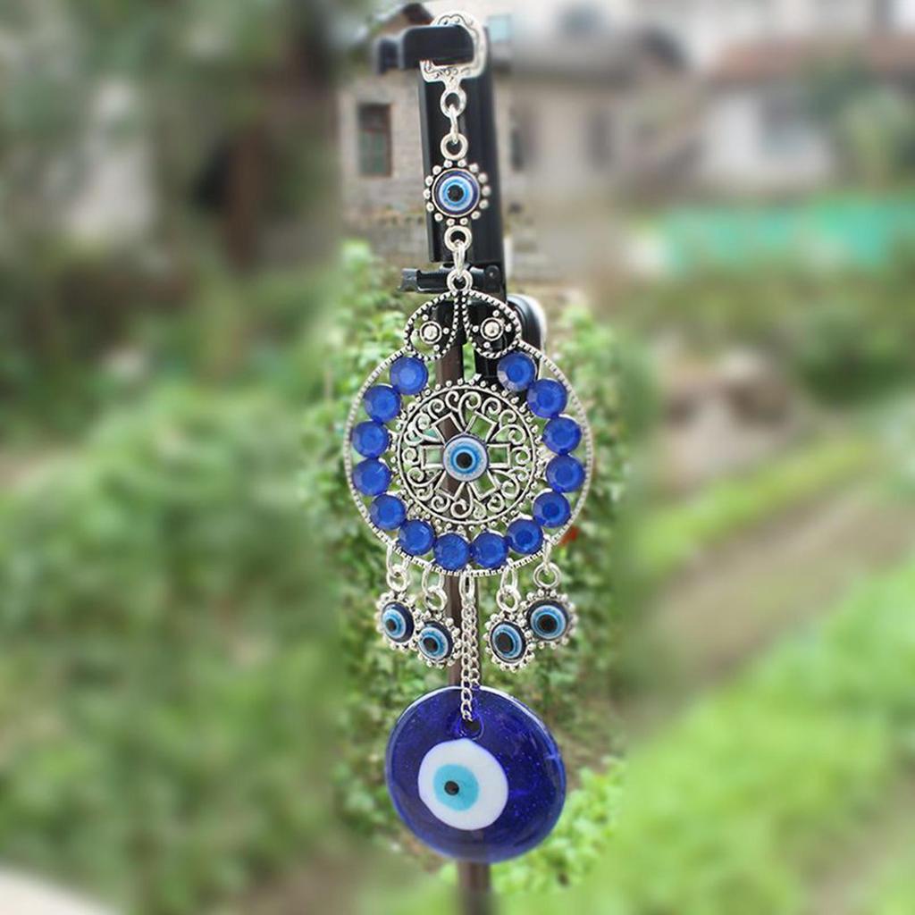 Evil Blue Eye Pendant Decor  Rhinestone Protection Good Luck Charm Turkish Evil Eye Charm Wall Decorations for Office Car